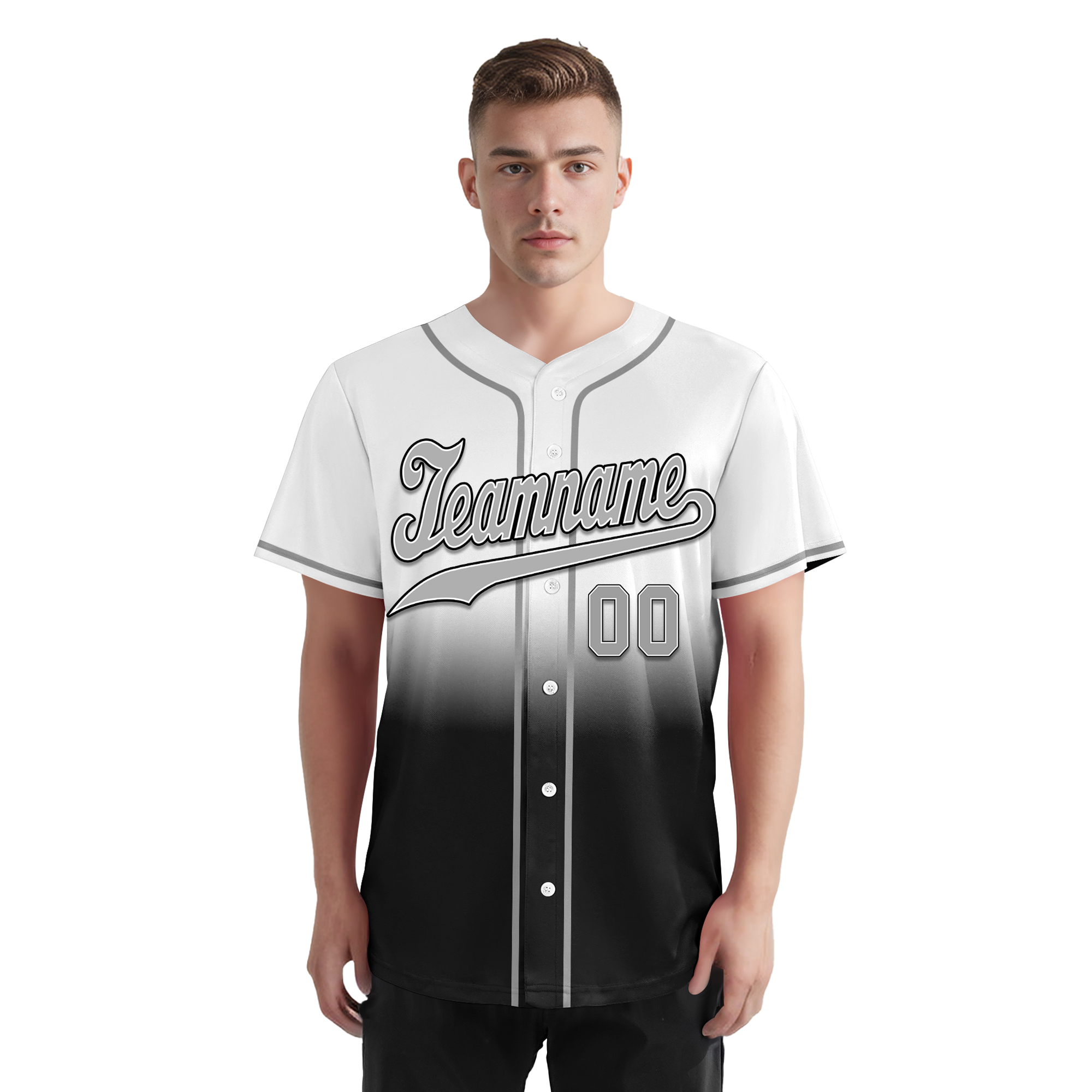 Custom Grey Black Fade Fashion Personalized Authentic Baseball Jersey BSBJ01-D0a70ee