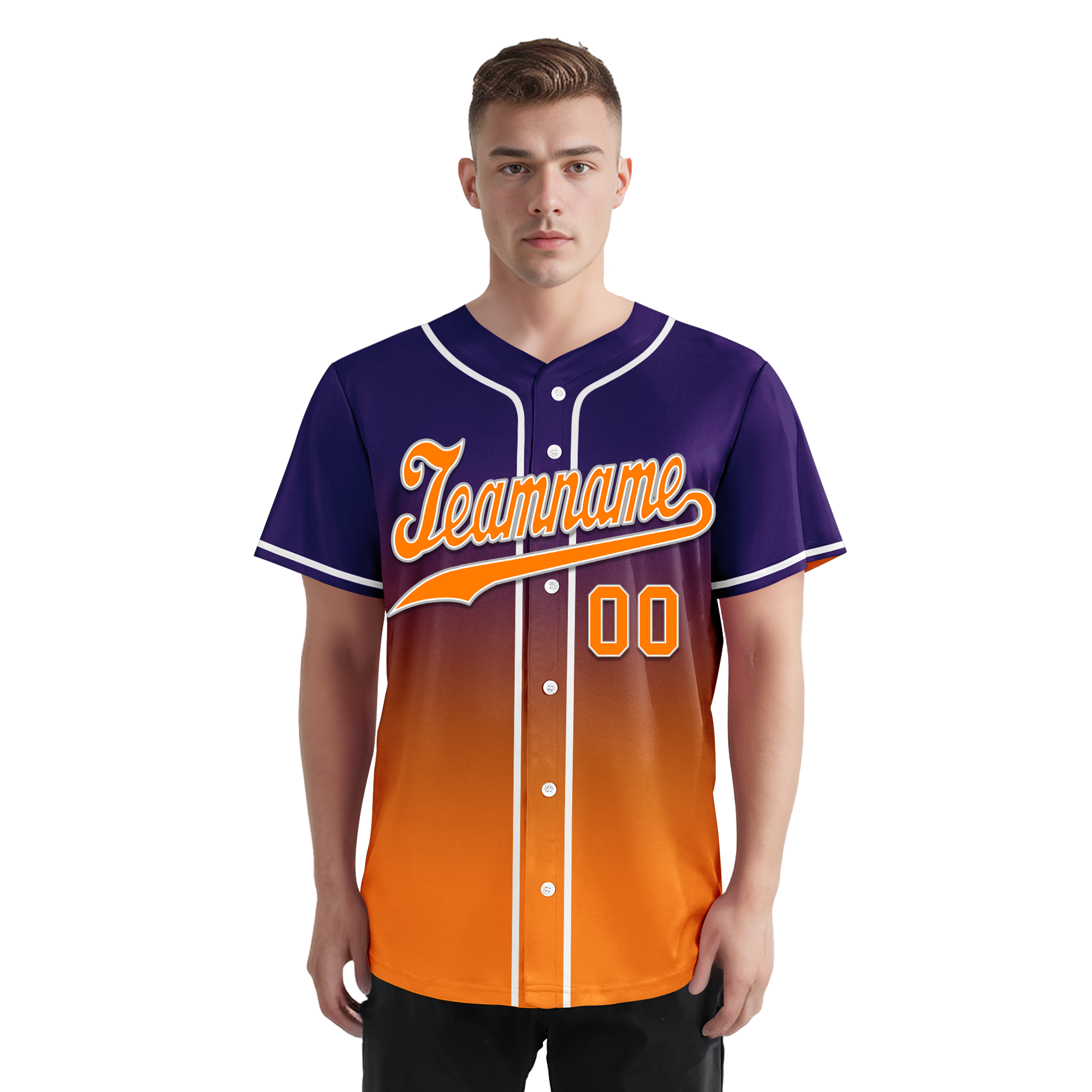 Custom Purple Orange Fade Fashion Personalized Authentic Baseball Jersey BSBJ01-D0a70de