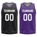 Custom Black Purple Classic Style Reversible Basketball Uniform Personalized COOLMAX BBJR-D017035