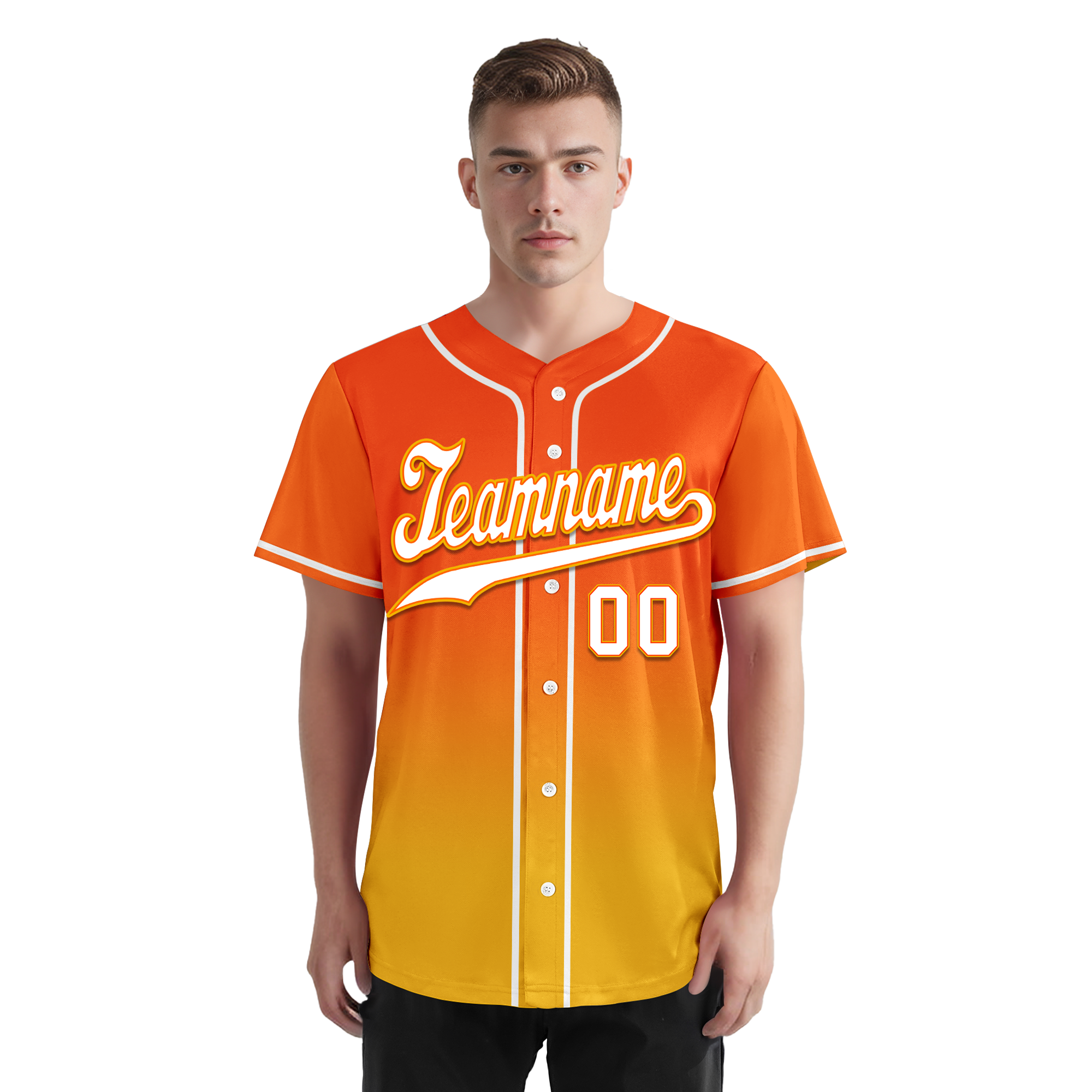 Custom Yellow Orange Fade Fashion Personalized Authentic Baseball Jersey BSBJ01-D0a70c8