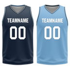 Custom Blue Classic Style Reversible Basketball Uniform Personalized COOLMAX BBJR-D017032