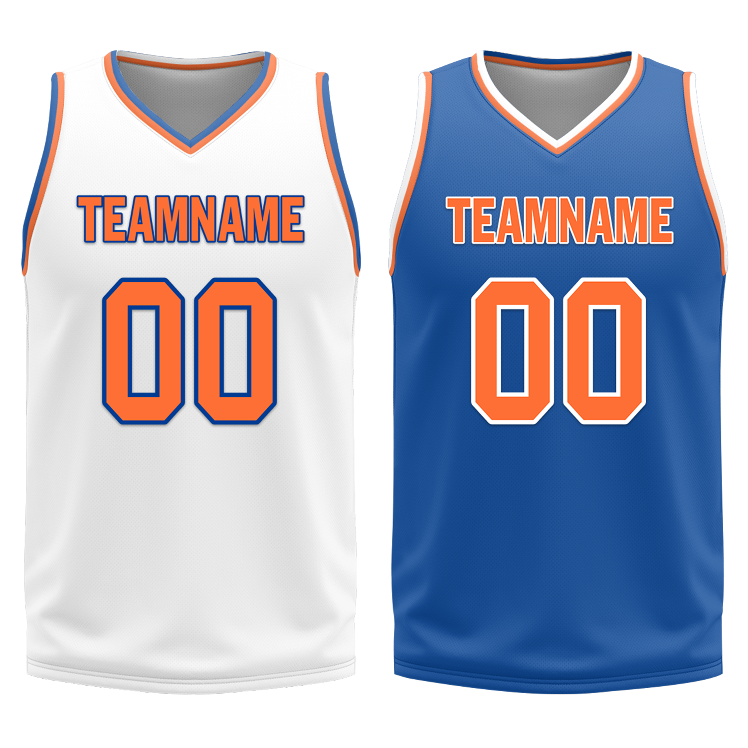 Custom White Blue Classic Style Reversible Basketball Uniform Personalized COOLMAX BBJR-D017016