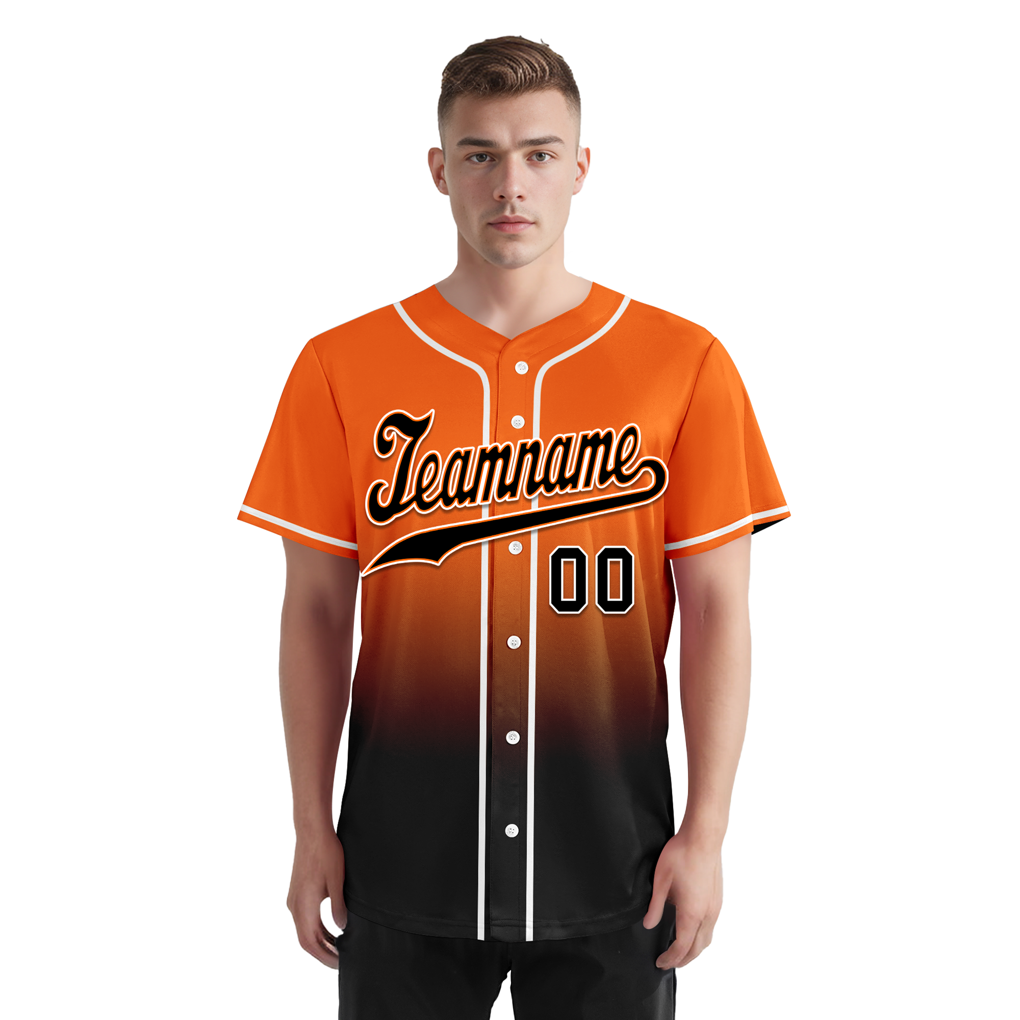 Custom Orange Black Fade Fashion Personalized Authentic Baseball Jersey BSBJ01-D0a70c7