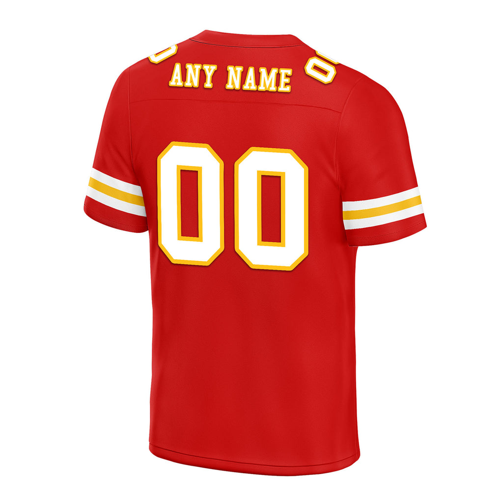 Custom Red Yellow Kansas City Personalized Authentic Football Jersey FBJ02-E0601-2