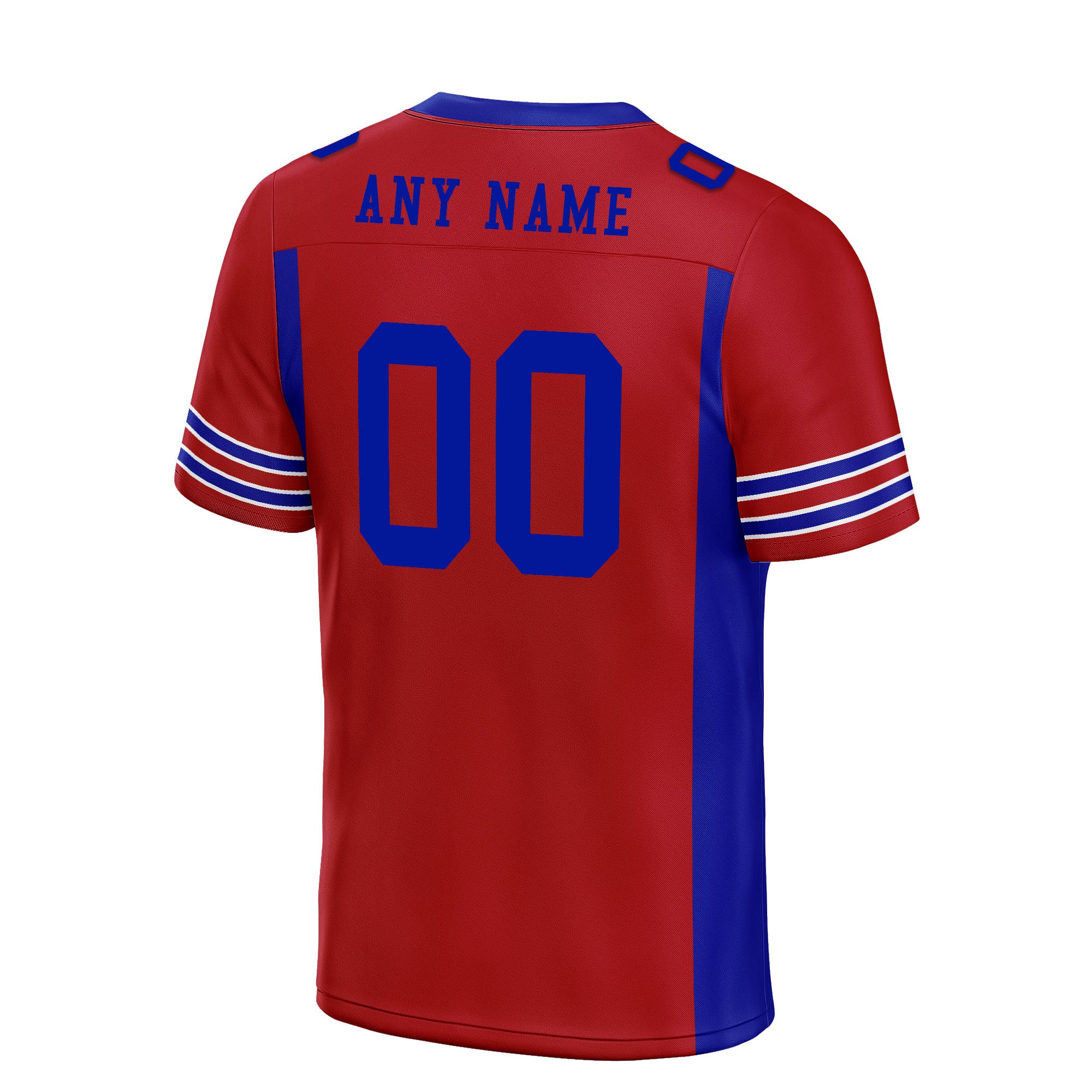 Custom Blue Red Striped Sleeves Personalized Authentic Football Jersey FBJ02-D06057