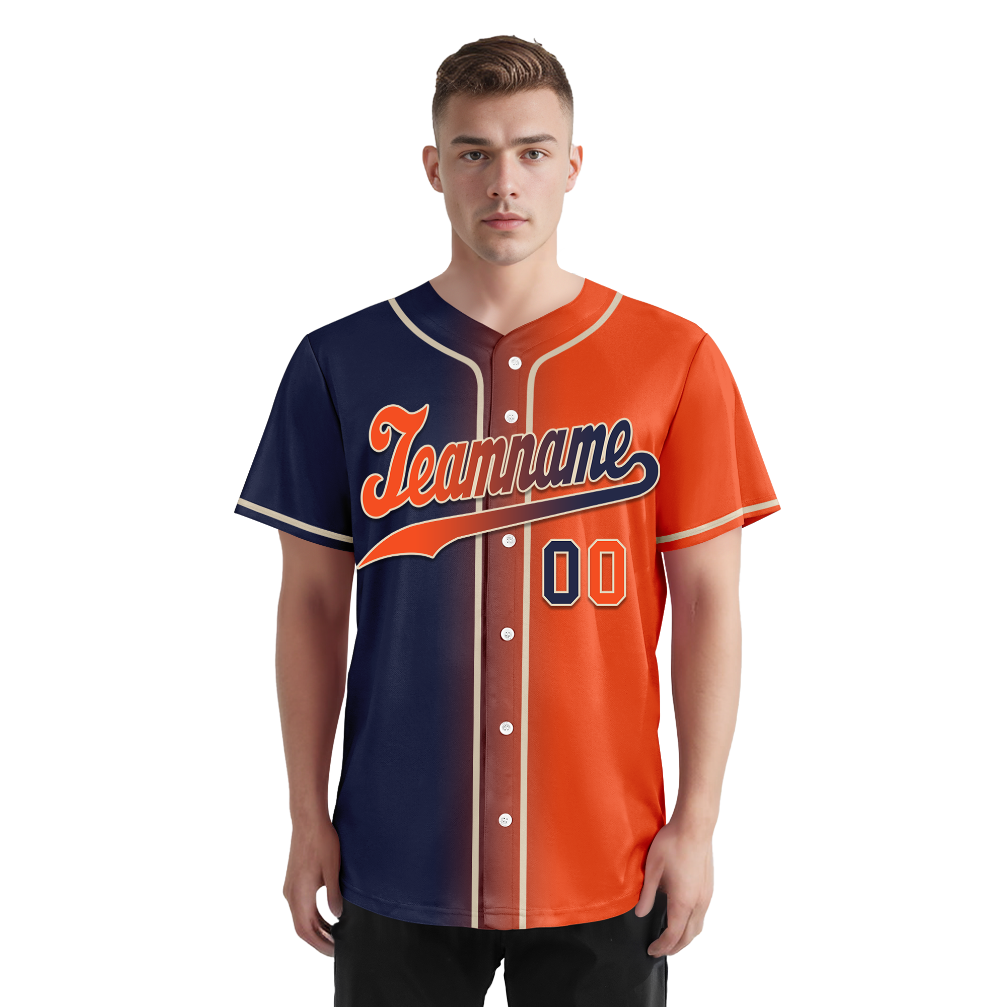 Custom Blue Orange Gradient Fashion Personalized Authentic Baseball Jersey BSBJ01-D0a7089
