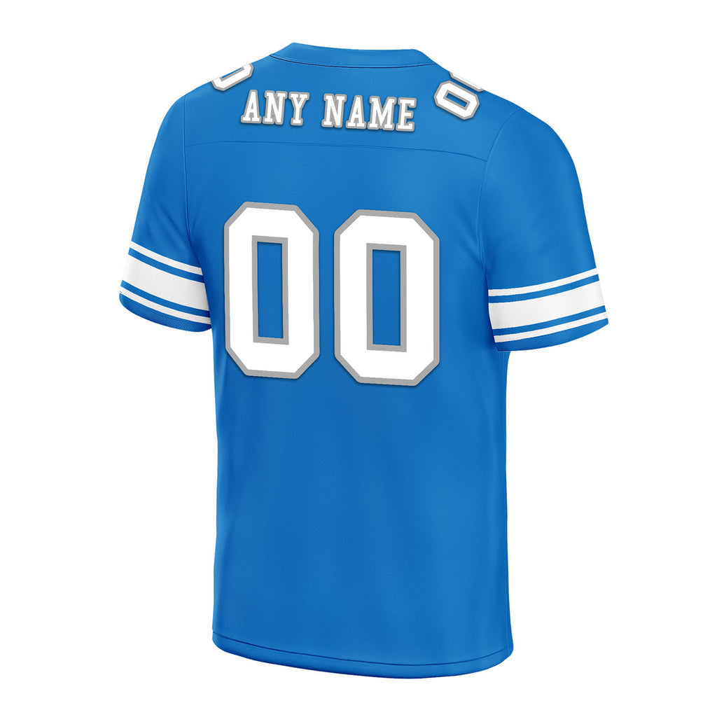 Custom Blue White Detroit Personalized Authentic Football Jersey FBJ02-E0601-1