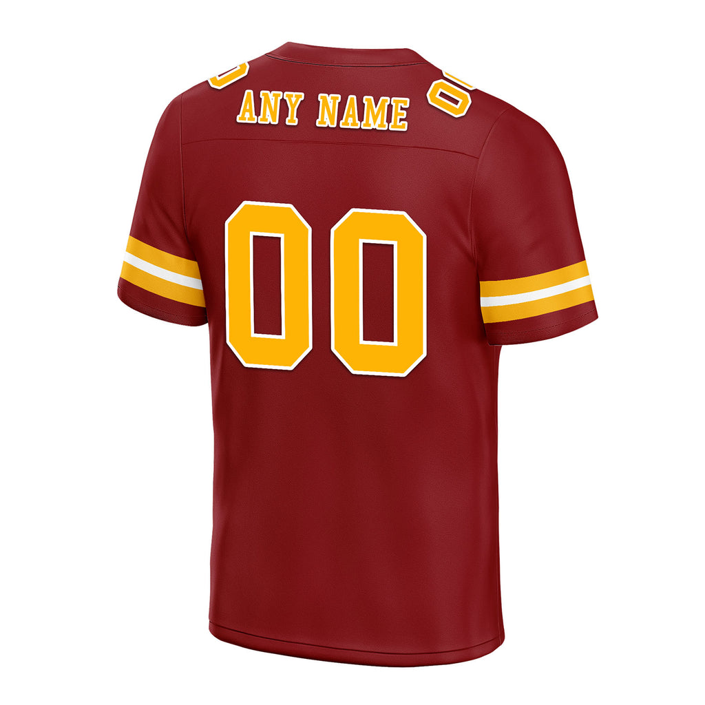 Custom Deep Red Yellow Washington Personalized Authentic Football Jersey FBJ02-E0601-10