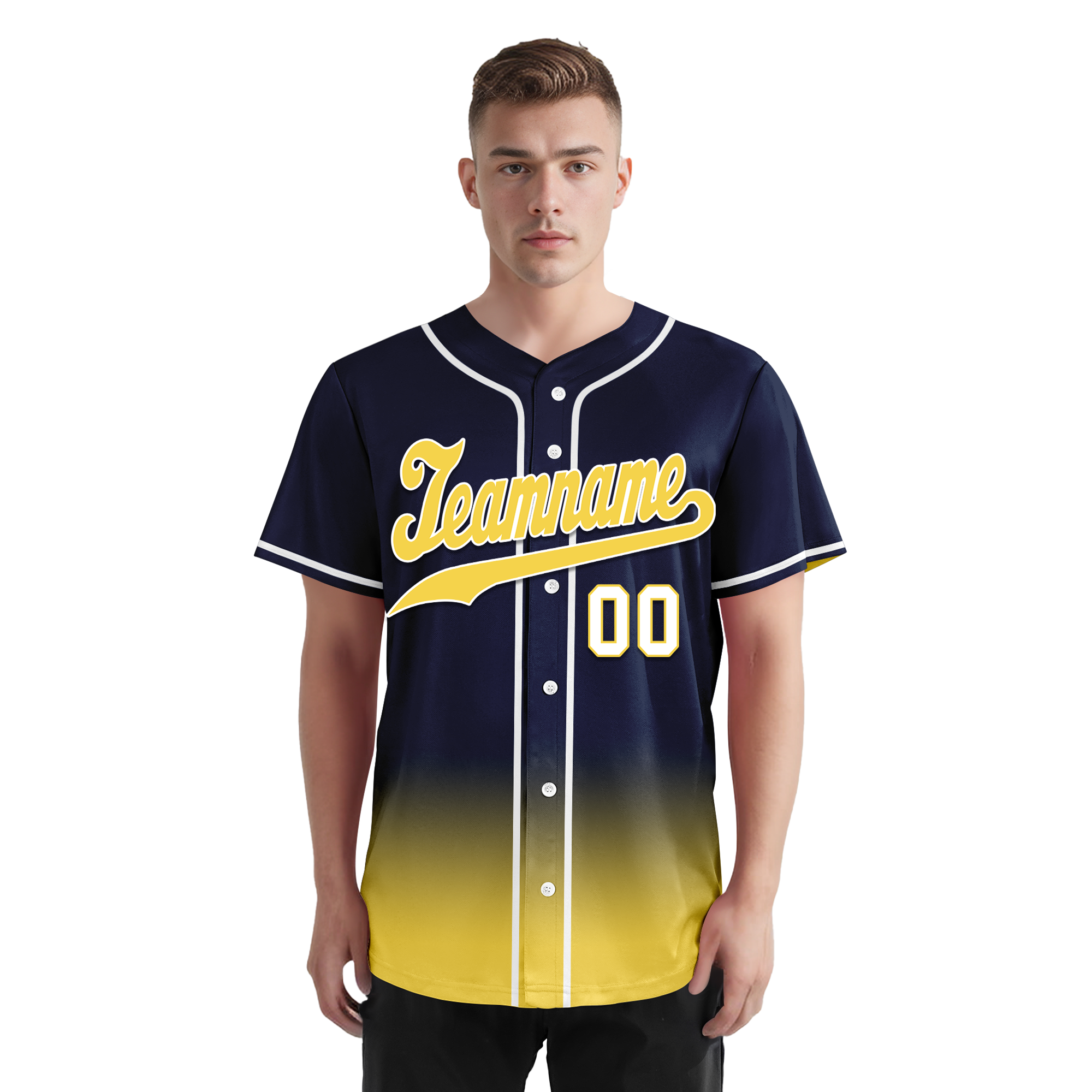 Custom Blue Yellow Fade Fashion Personalized Authentic Baseball Jersey BSBJ01-D0a70e9