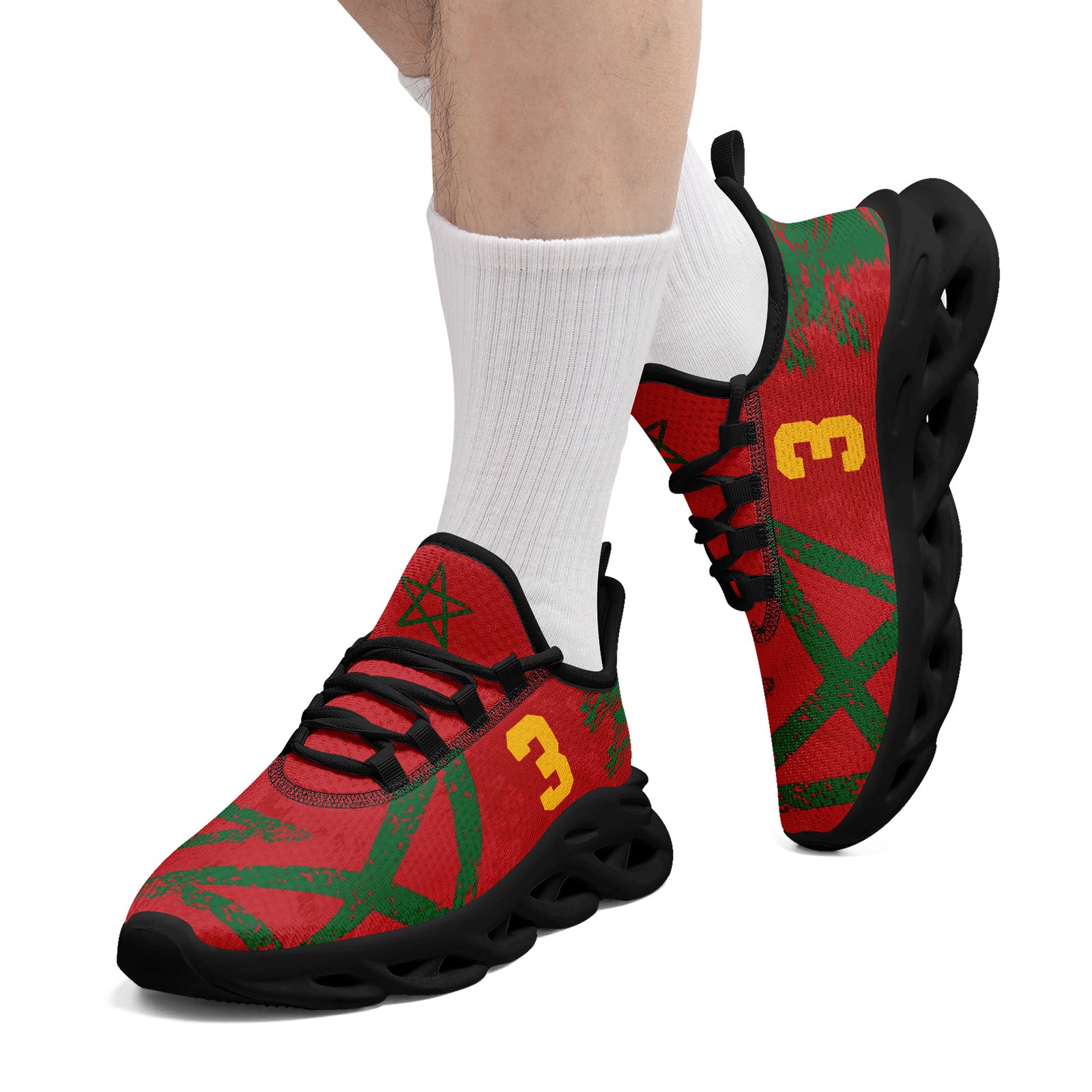Custom Morocco 2026 World Cup Sneakers DIY Country Flag Running Shoes Lightweight Sport Shoes Gift for Football Fans Personalized Team Name and Logo FN003-F009115-5