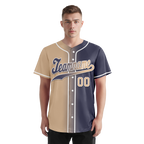 Custom Beige Blue Gradient Fashion Personalized Authentic Baseball Jersey BSBJ01-D0a7080