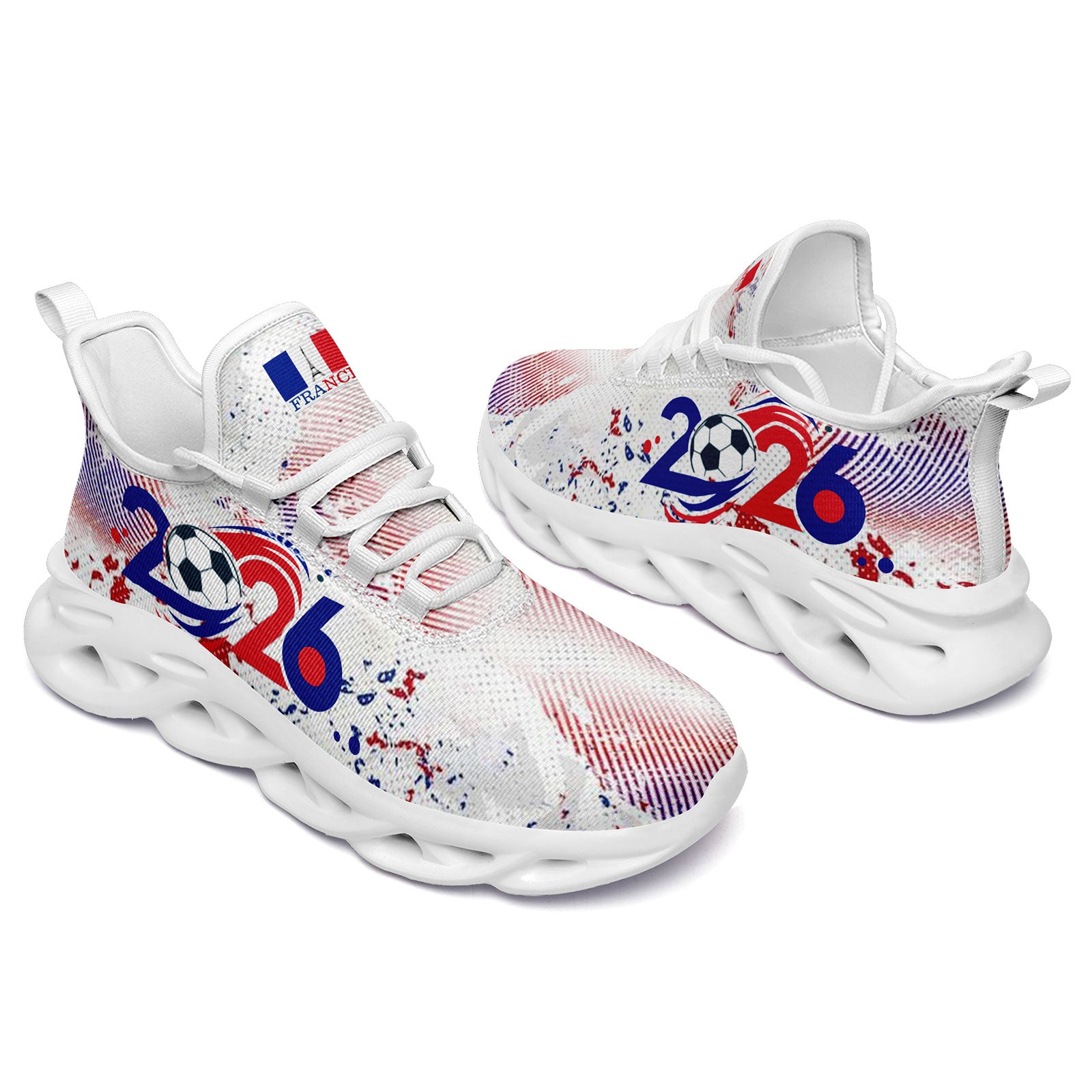 Custom France 2026 World Cup Sneakers DIY Country Flag Running Shoes Lightweight Sport Shoes Gift for Football Fans Personalized Team Name and Logo FN003-F025037-2