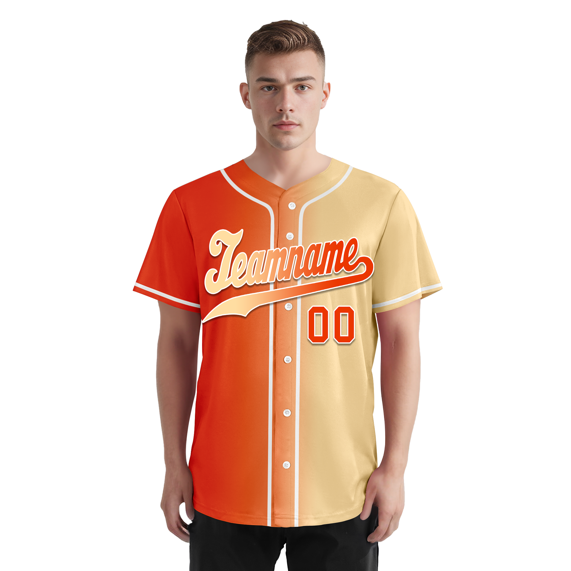Custom Orange Beige Gradient Fashion Personalized Authentic Baseball Jersey BSBJ01-D0a707f
