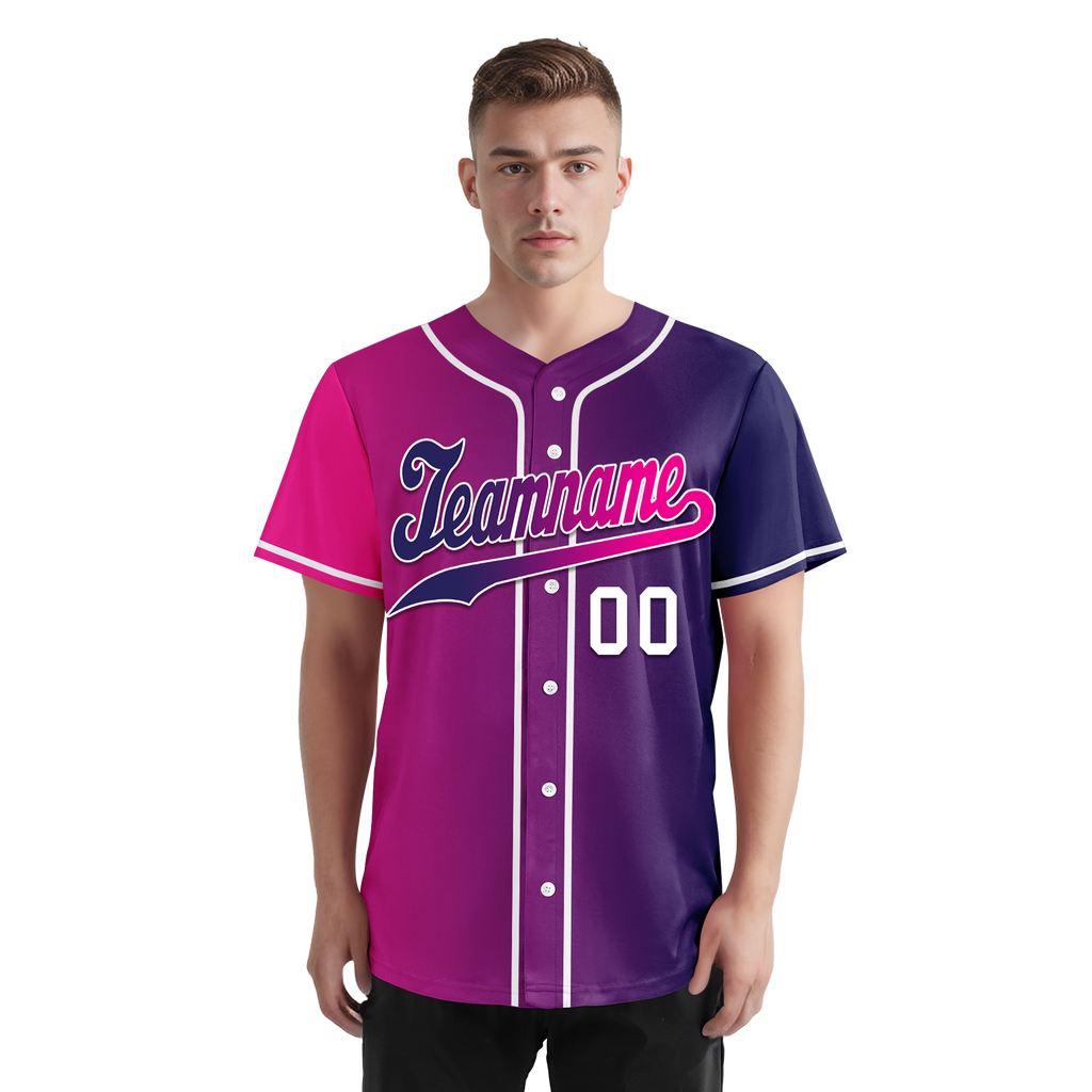 Custom Pink Blue Gradient Fashion Personalized Authentic Baseball Jersey BSBJ01-D0a7aab
