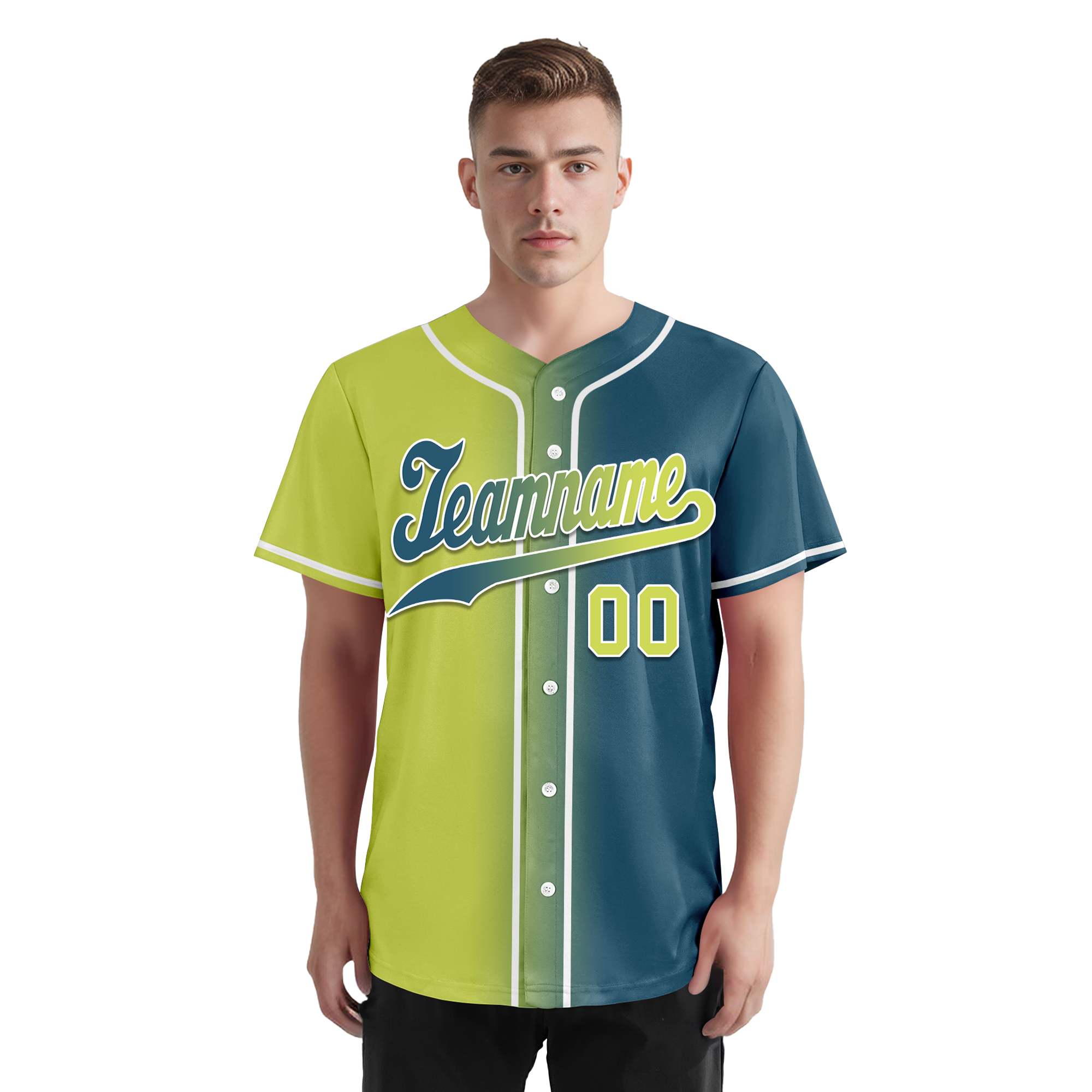 Custom Yellow Green Gradient Fashion Personalized Authentic Baseball Jersey BSBJ01-D0a709d