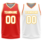 Custom Red White Classic Style Reversible Basketball Uniform Personalized COOLMAX BBJR-D017027