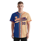 Custom Blue Beige Gradient Fashion Personalized Authentic Baseball Jersey BSBJ01-D0a7077