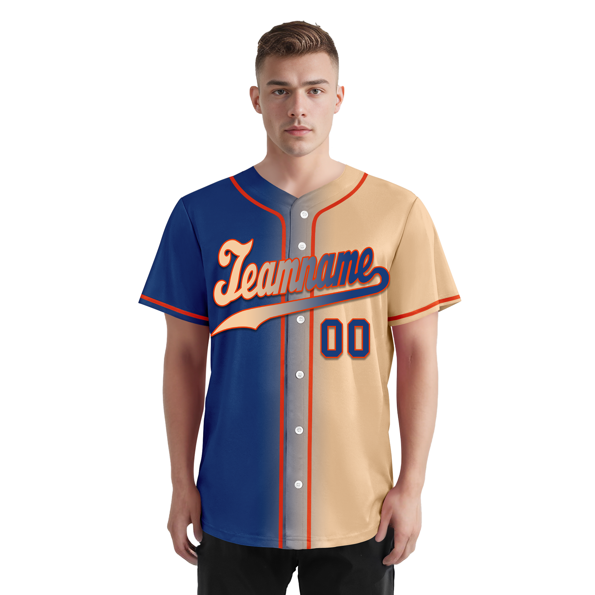 Custom Blue Beige Gradient Fashion Personalized Authentic Baseball Jersey BSBJ01-D0a7077