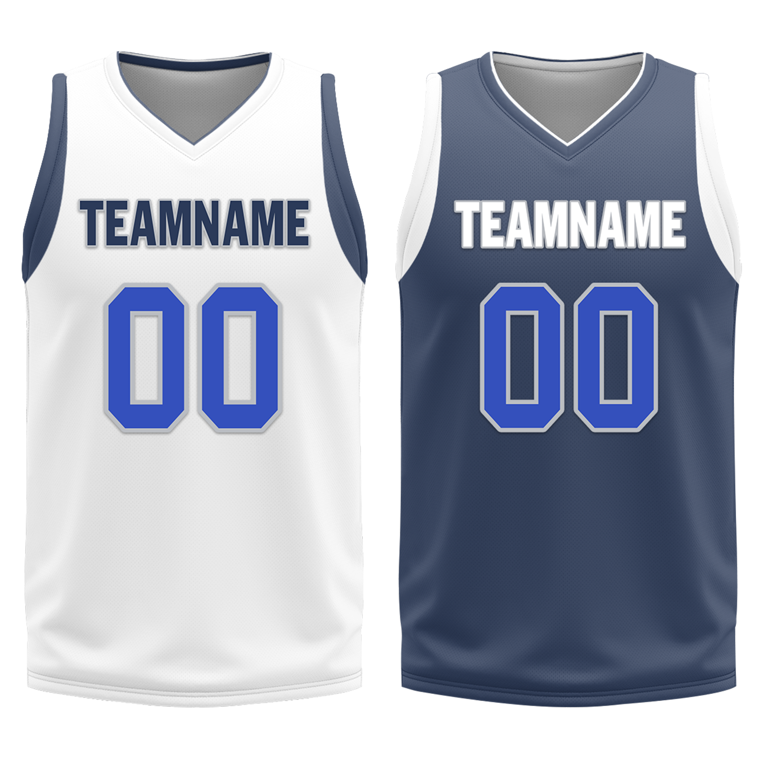 Custom White Blue Classic Style Reversible Basketball Uniform Personalized COOLMAX BBJR-D017054