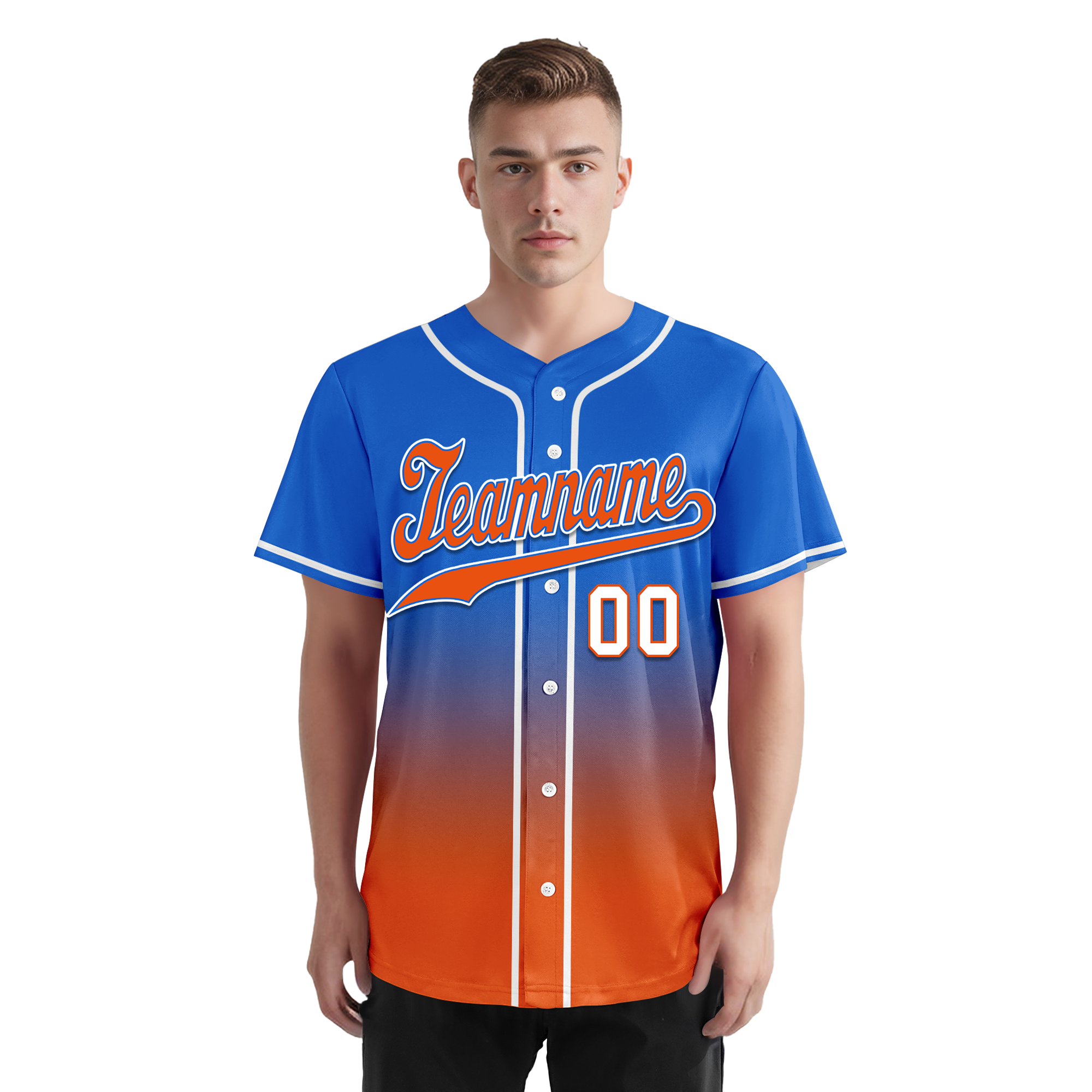 Custom Blue Orange Fade Fashion Personalized Authentic Baseball Jersey BSBJ01-D0a70b7