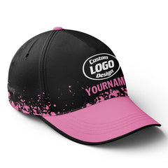 Custom Black Pink Hat Sport Design Cap Stitched Adjustable Personalized YW061-D020231-5