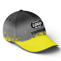 Custom Gray Yellow Hat Sport Design Cap Stitched Adjustable Personalized YW061-D020231-9