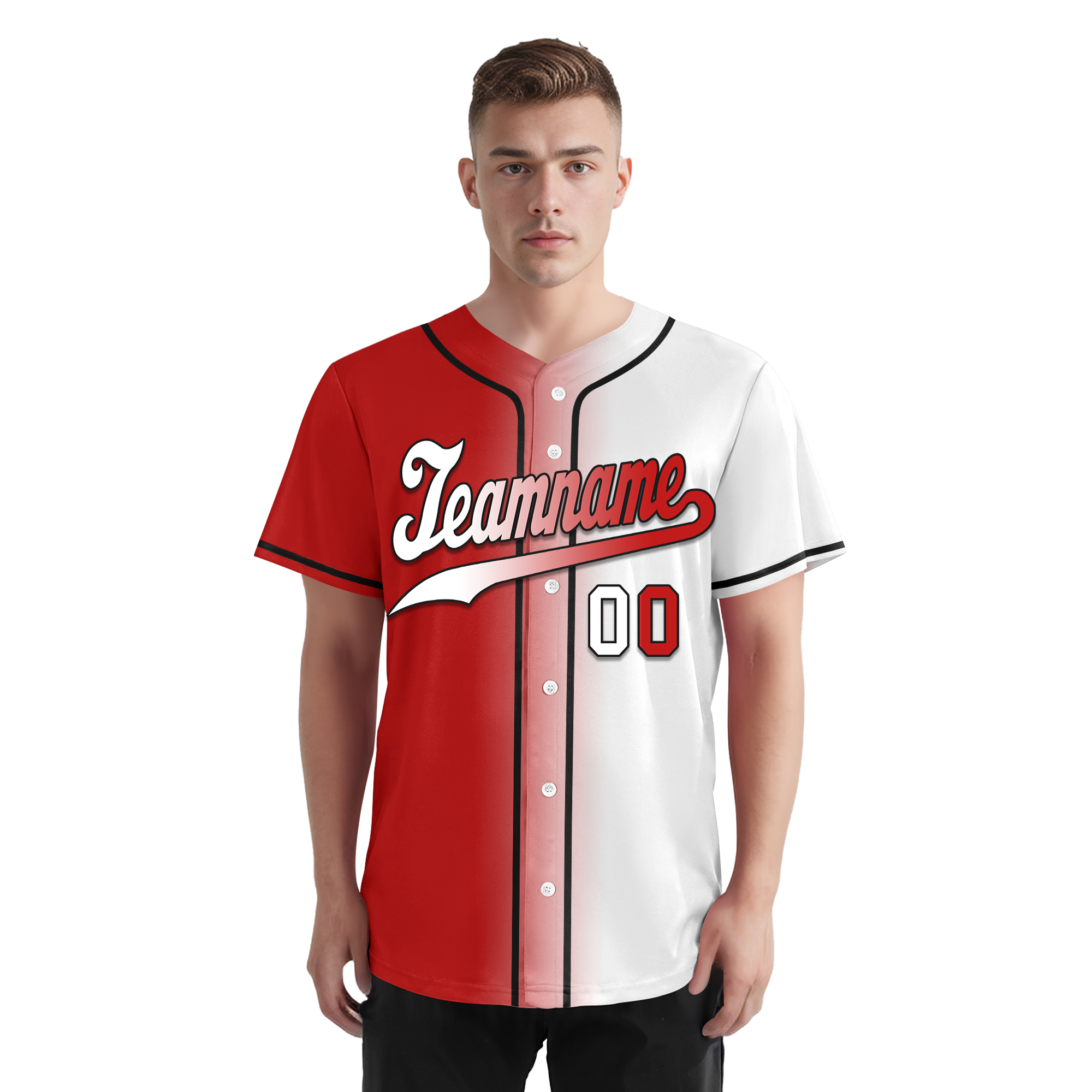 Custom Red White Gradient Fashion Personalized Authentic Baseball Jersey BSBJ01-D0a7aa9