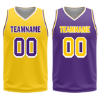 Custom Yellow Purple Classic Style Reversible Basketball Uniform Personalized Ordinary BBJR-D017034