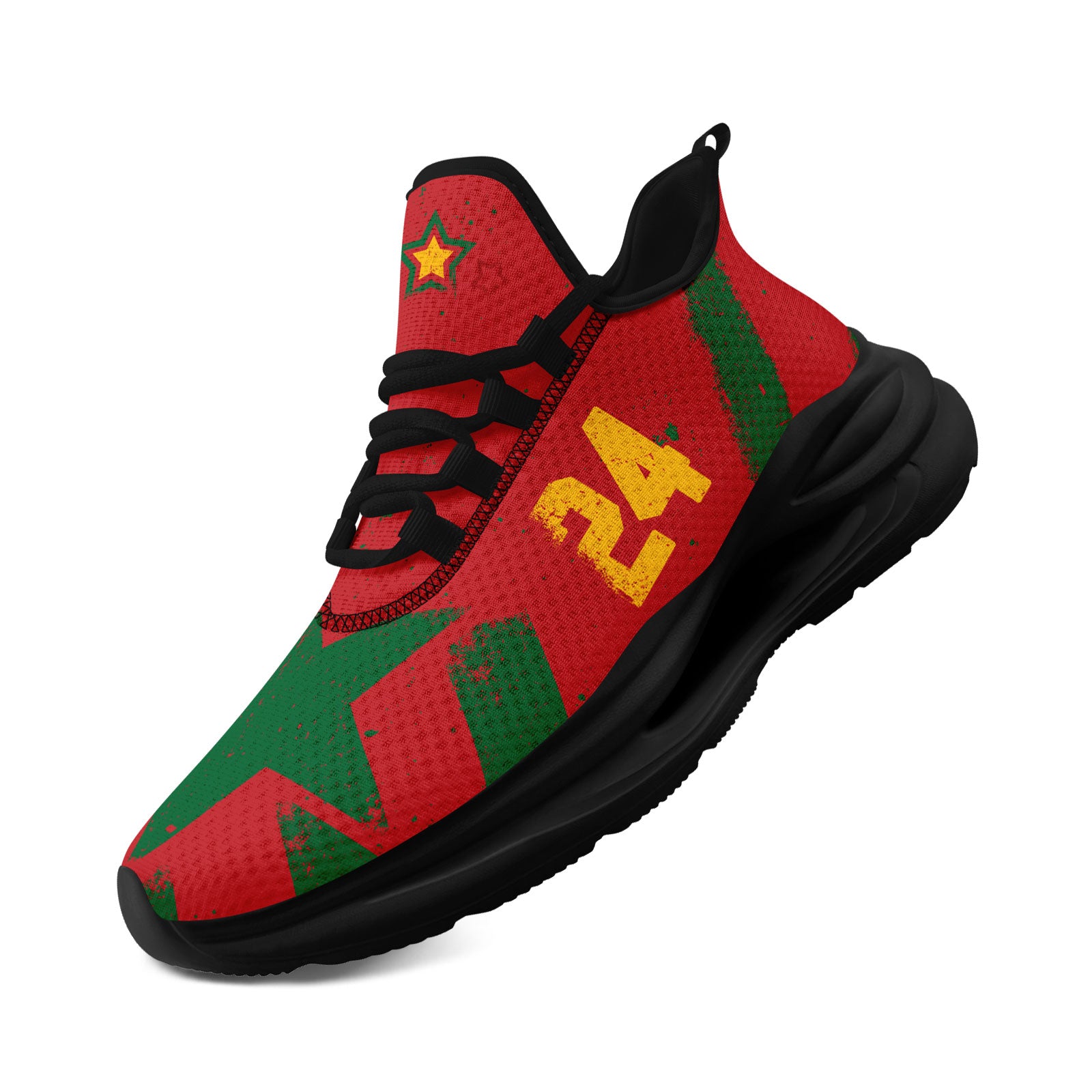 Custom Morocco 2026 World Cup Sneakers DIY Country Flag Running Shoes Lightweight Sport Shoes Gift for Football Fans Personalized Team Name and Logo FN079-F009119-7