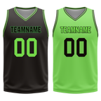 Custom Black Green Classic Style Reversible Basketball Uniform Personalized COOLMAX BBJR-D017049