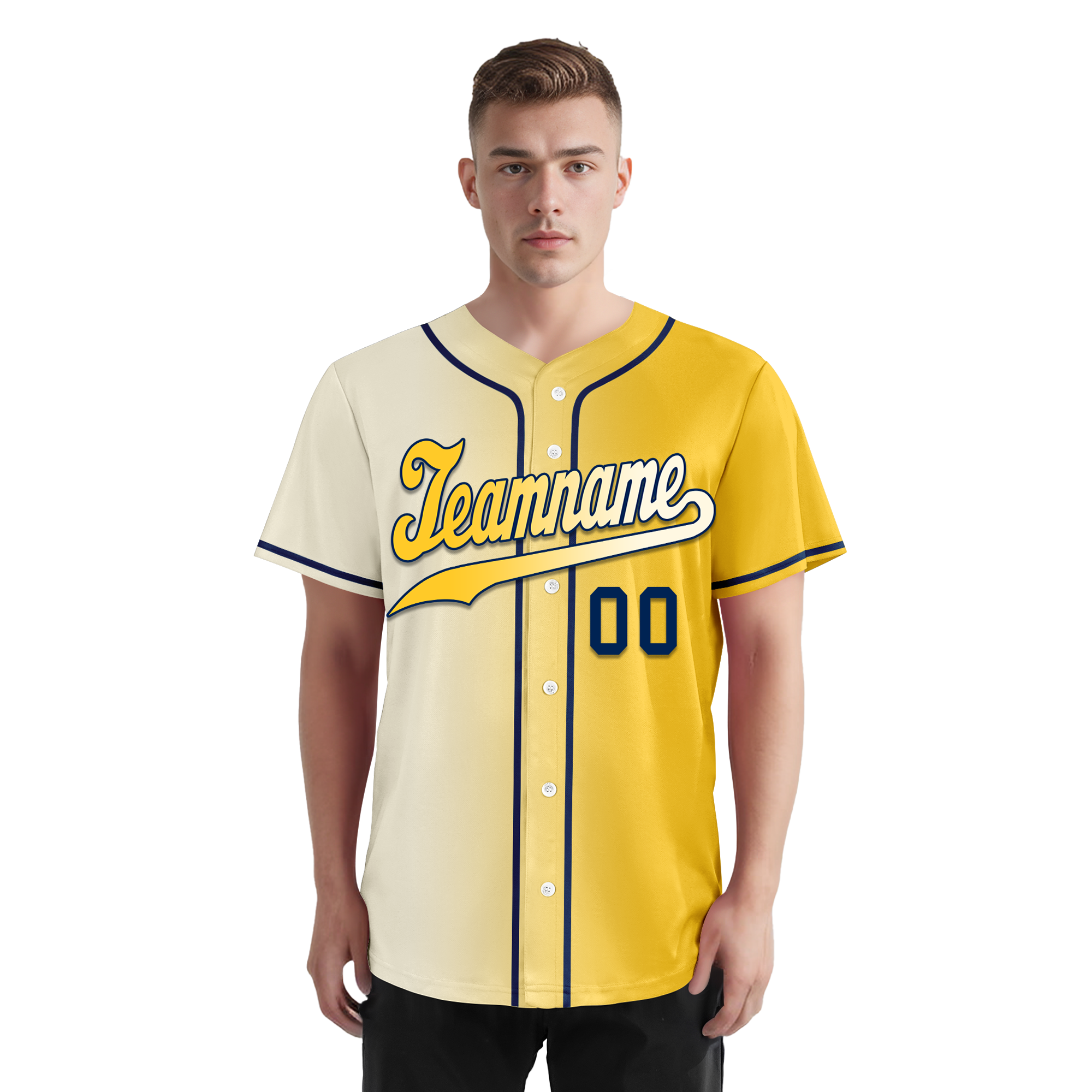 Custom White Yellow Gradient Fashion Personalized Authentic Baseball Jersey BSBJ01-D0a709f