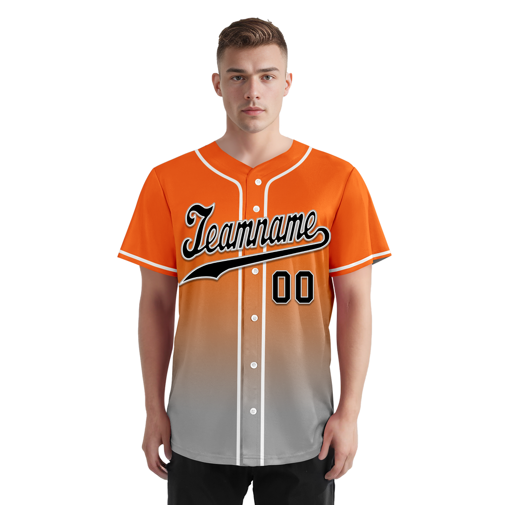 Custom Orange Grey Fade Fashion Personalized Authentic Baseball Jersey BSBJ01-D0a70ec