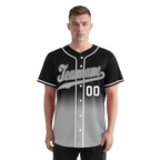 Custom Black Grey Fade Embroidered Baseball Jersey