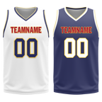 Custom White Blue Classic Style Reversible Basketball Uniform Personalized COOLMAX BBJR-D017030