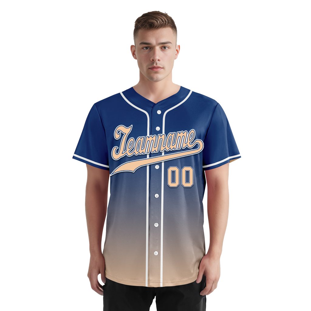 Custom Blue Beige Fade Fashion Personalized Authentic Baseball Jersey BSBJ01-D0a70da