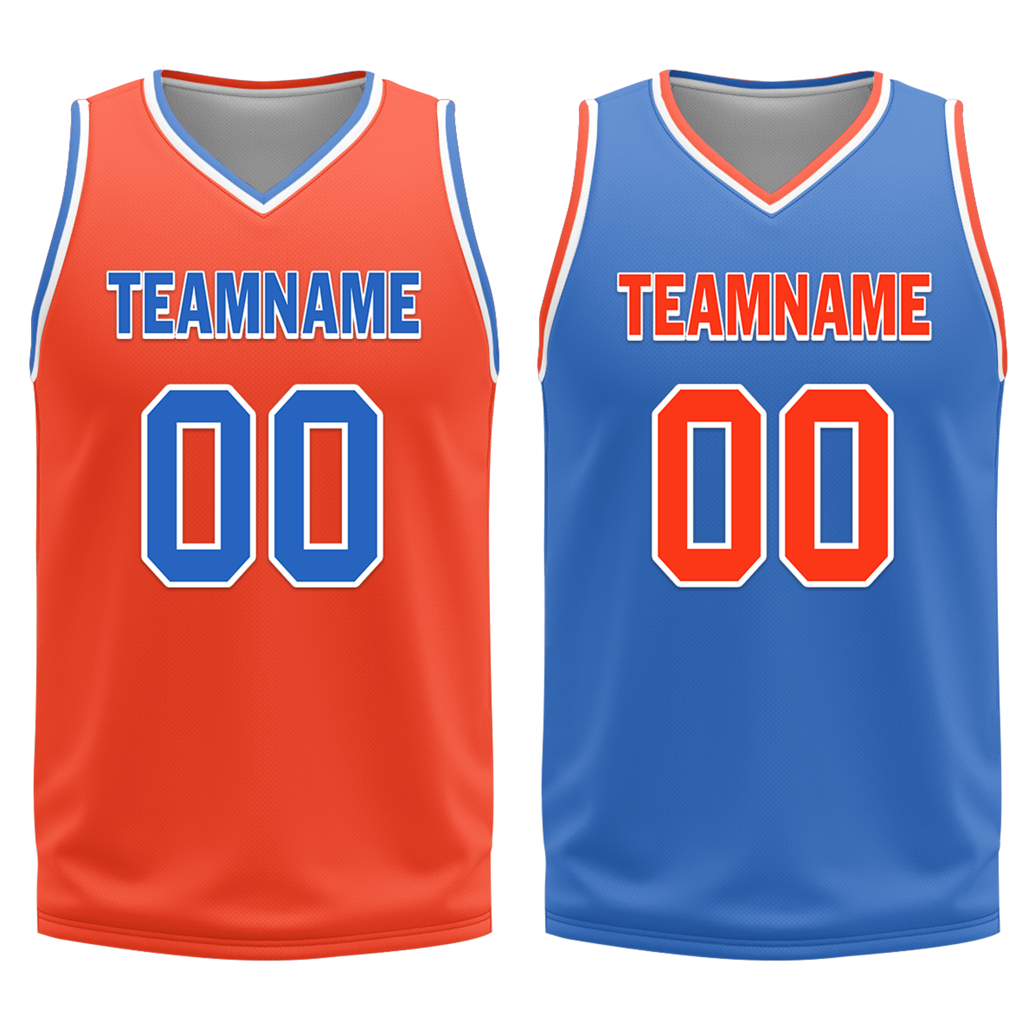 Custom Orange Blue Classic Style Reversible Basketball Uniform Personalized COOLMAX BBJR-D017040