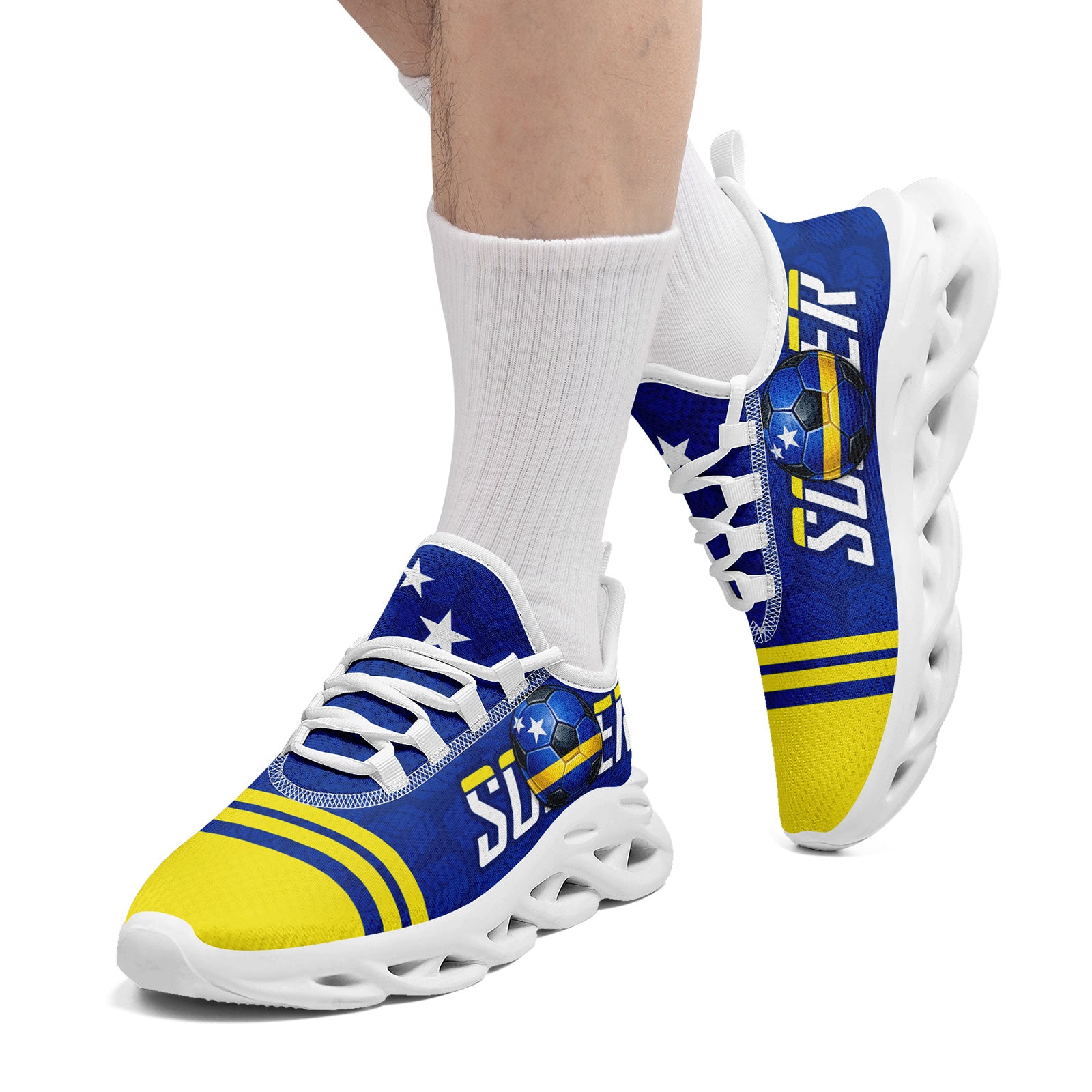 Custom Curaçao 2026 World Cup Sneakers DIY Country Flag Running Shoes Lightweight Sport Shoes Gift for Football Fans Personalized Team Name and Logo FN003-F009074-3