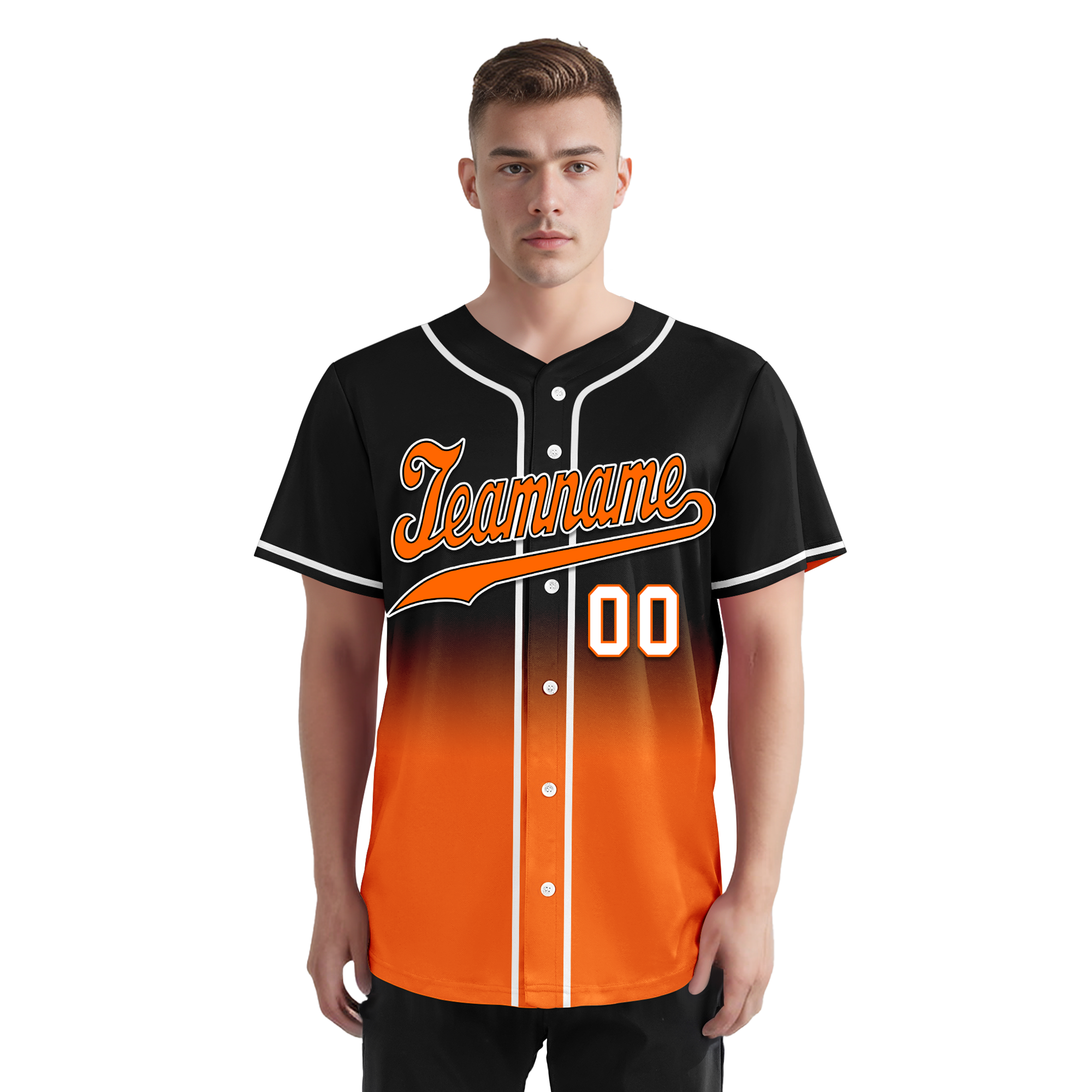 Custom Black Orange Fade Fashion Personalized Authentic Baseball Jersey BSBJ01-D0a70ce