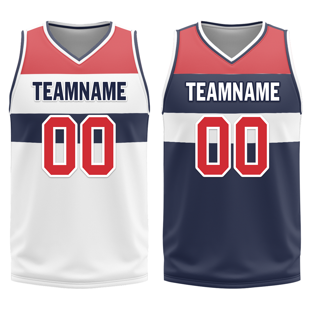 Custom White Blue Classic Style Reversible Basketball Uniform Personalized Ordinary BBJR-D017023