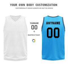 Custom Light Blue Black Los Angeles City Edition Personalized Reversible Basketball Set Sports Basketball Jersey BBJ01R-D0610-13