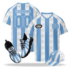Custom 2026 World Cup Argentina High Quality Soccer Stadium Version Jersey Sneakers Sports Shoes and Hat Combo Offer Personalized Team Name and Logo ZH-F027090-2