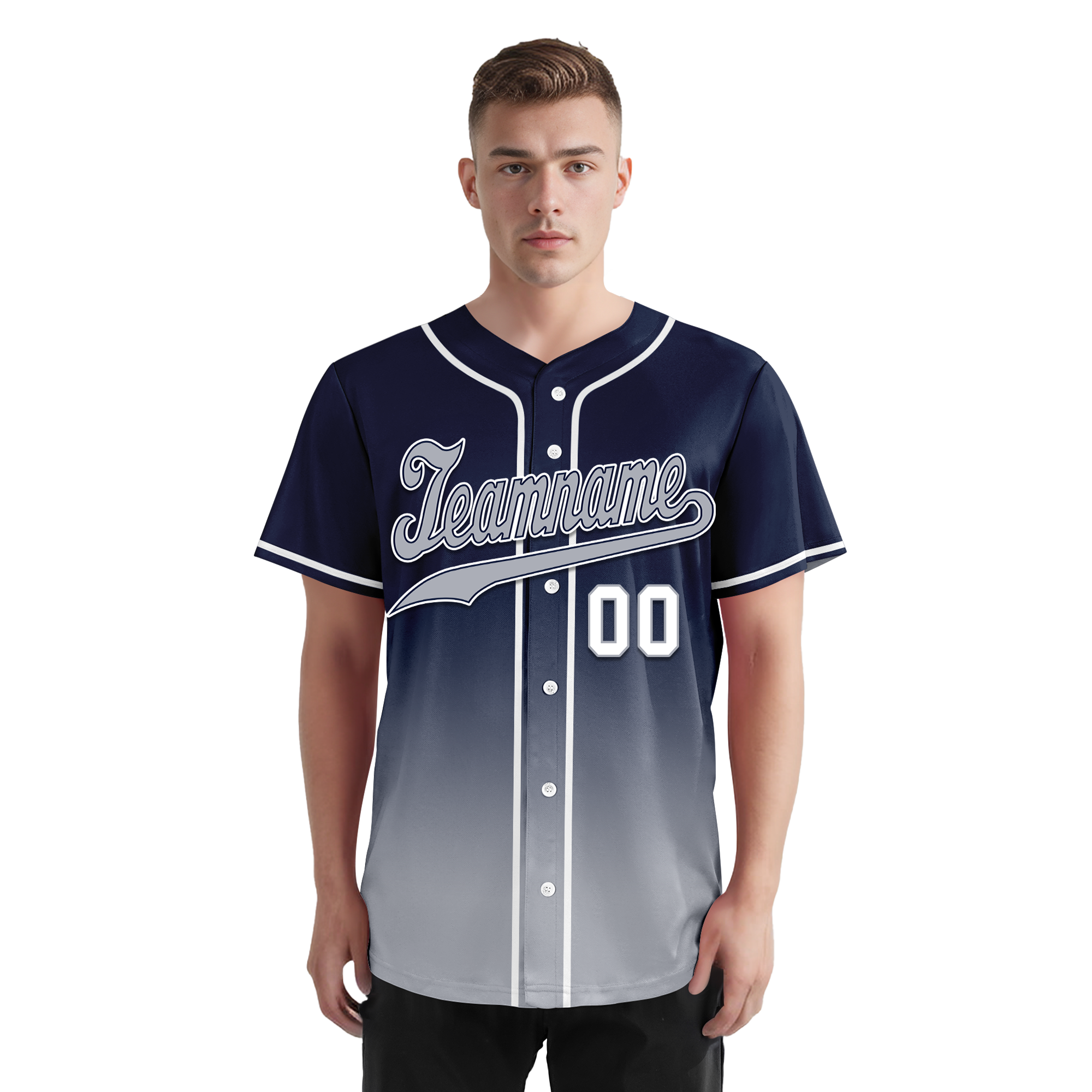 Custom Blue Grey Fade Fashion Personalized Authentic Baseball Jersey BSBJ01-D0a70b8