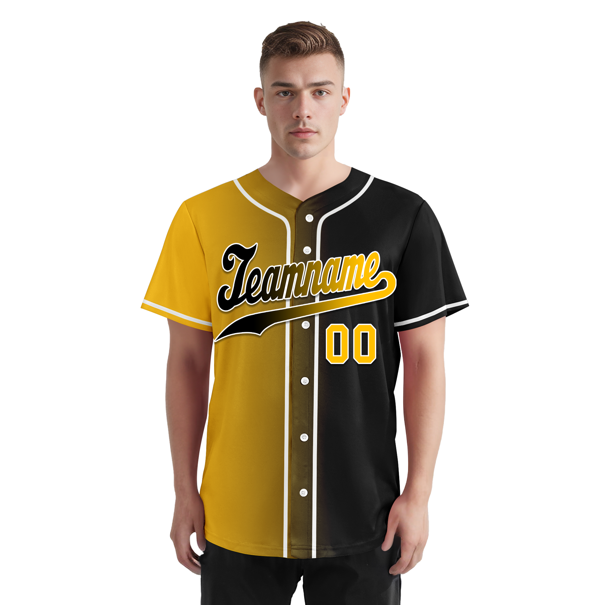 Custom Yellow Black Gradient Fashion Personalized Authentic Baseball Jersey BSBJ01-D0a7a00