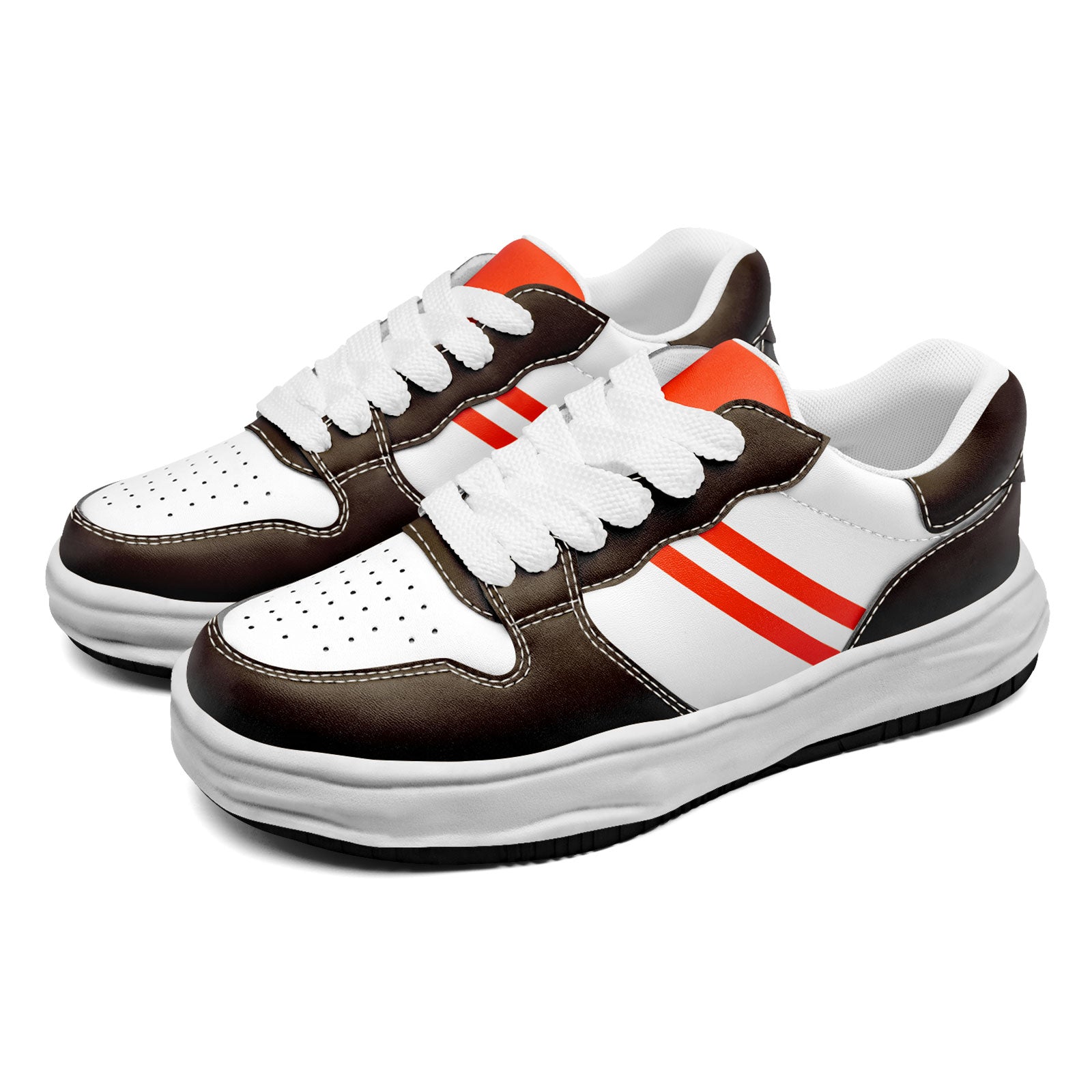Custom Brown Orange Cleveland Shoes Personalized Sneaker FN032-D020389-8