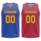 Custom Blue Red Classic Style Reversible Basketball Uniform Personalized COOLMAX BBJR-D017029