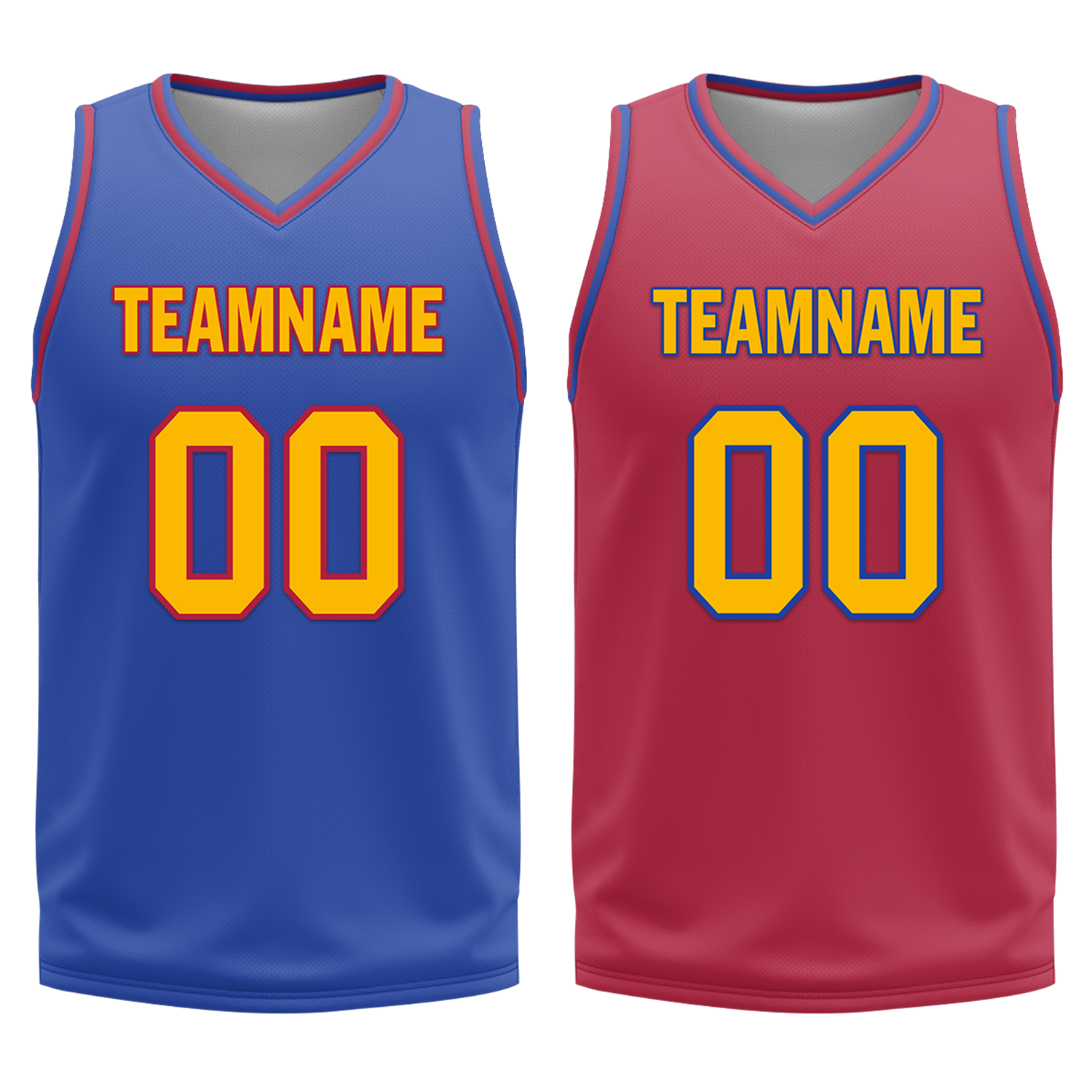 Custom Blue Red Classic Style Reversible Basketball Uniform Personalized COOLMAX BBJR-D017029
