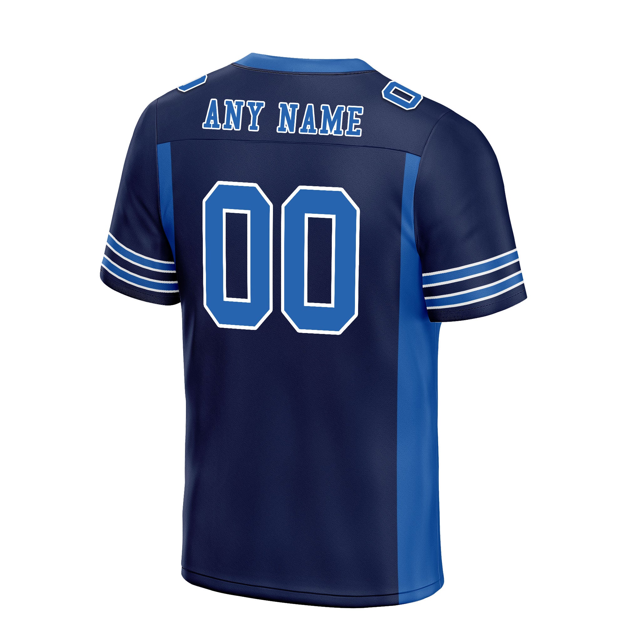 Custom Blue Striped Sleeves Personalized Authentic Football Jersey FBJ02-D06077