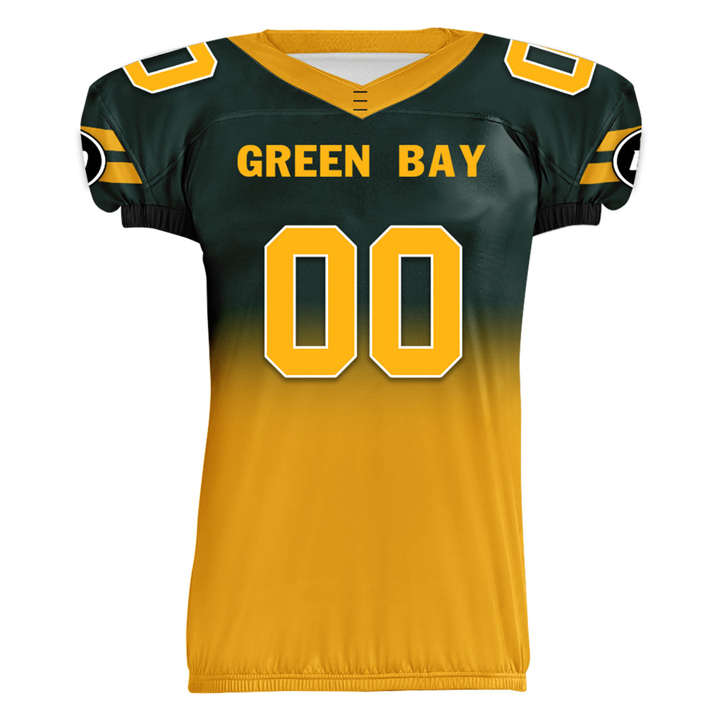 Custom Green Yellow Fade Fashion Green Bay High-Performance American Football Jersey FBJ06-D020252-13