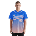 Custom Blue Pink Fade Embroidered Baseball Jersey