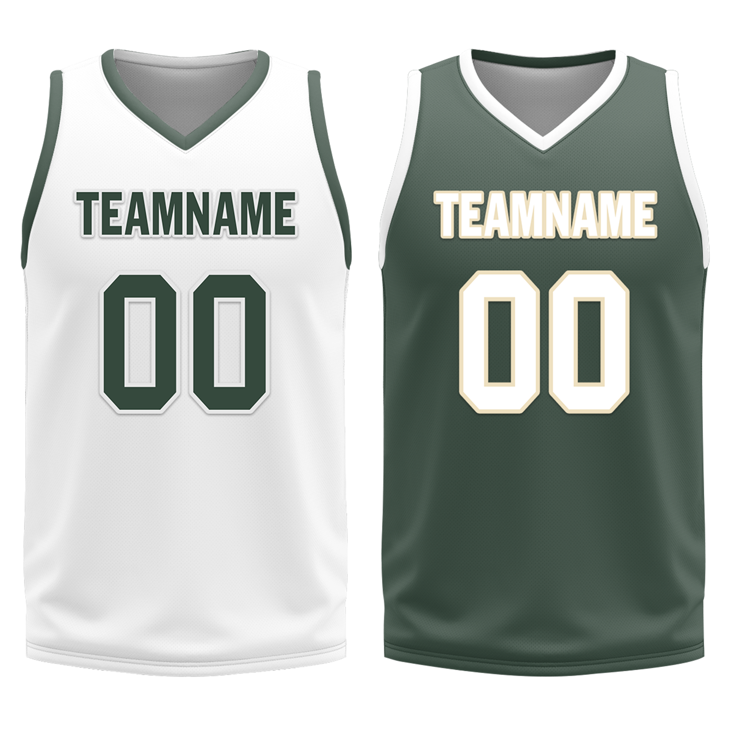 Custom White Green Classic Style Reversible Basketball Uniform Personalized Ordinary BBJR-D017010